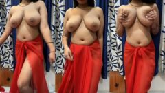 Busty desi bhabhi presses her big topless boobs and spanks her nude ass